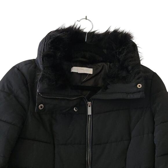 New York & Co. Black Puffer Coat with Faux Fur Lined Hood, Size XL, EUC - Picture 2 of 11